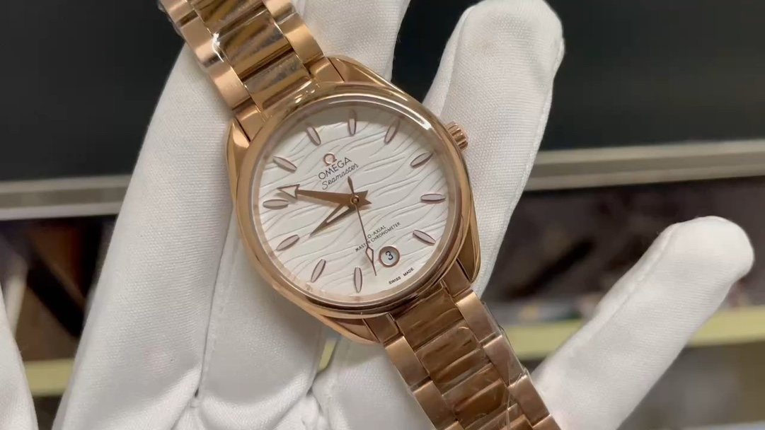 Omega Rose Gold White Dial Watch