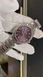 Omega Purple Dial Metal Bracelet Watch