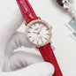 Longines Red Leather Strap Couple Watch Set