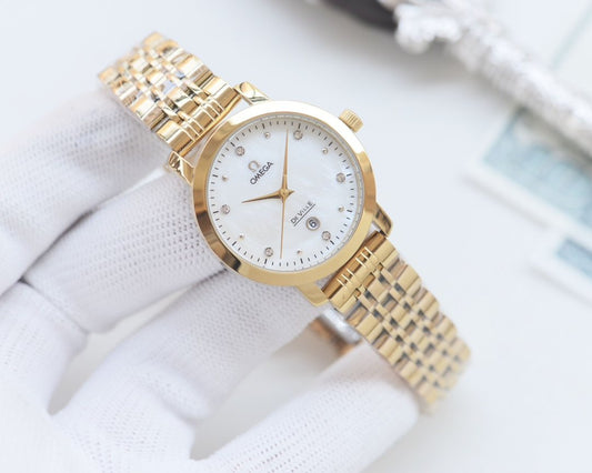 Longines Gold White Dial Bracelet Couple Watch Set