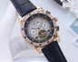 Omega Gold Black Strap Watch