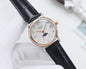 Longines Black Rose Gold White Dial Strap Watch