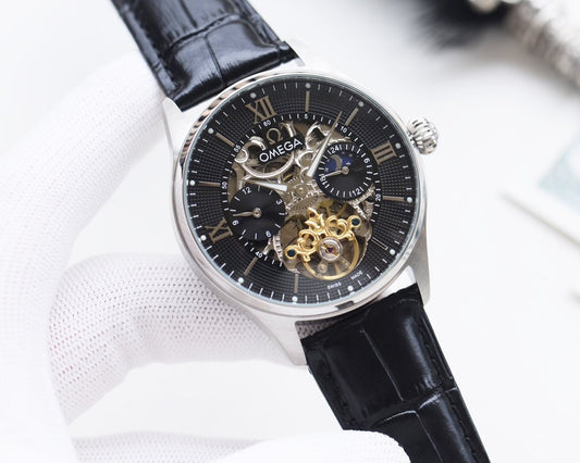 OMEGA Black Skeleton Dial Watch