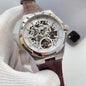 Patek Philippe Skeleton Dial Leather Strap Watch