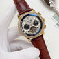 Patek Philippe Gold-Tone Brown Strap Watch