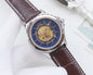 Longines Brown Blue Dial Leather Strap Watch