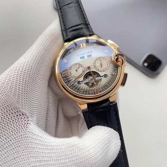 Cartier Gold-Tone Black Strap Watch