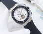 Audemars Piguet Silver Black White Dial Strap Watch
