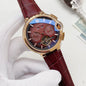 Cartier Gold-Tone Red Dial Watch