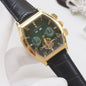PATEK PHILIPPE Gold Black Green Dial Leather Strap Watch